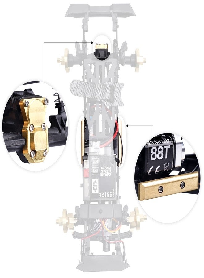 AllinRC SCX24 Brass Boulder Bars Diff Covers Front Rear with 2 Ball Bearings for Axial SCX24 1/24 RC Crawler Car Upgrades Set (Gold) - Image 2